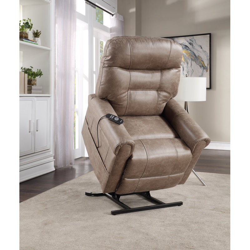 Aventura Upholstered Lift Assist Power Recliner, Mushroom