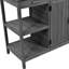 Banc de jardin en bois gris, avec dispositif de chute et tiroirs