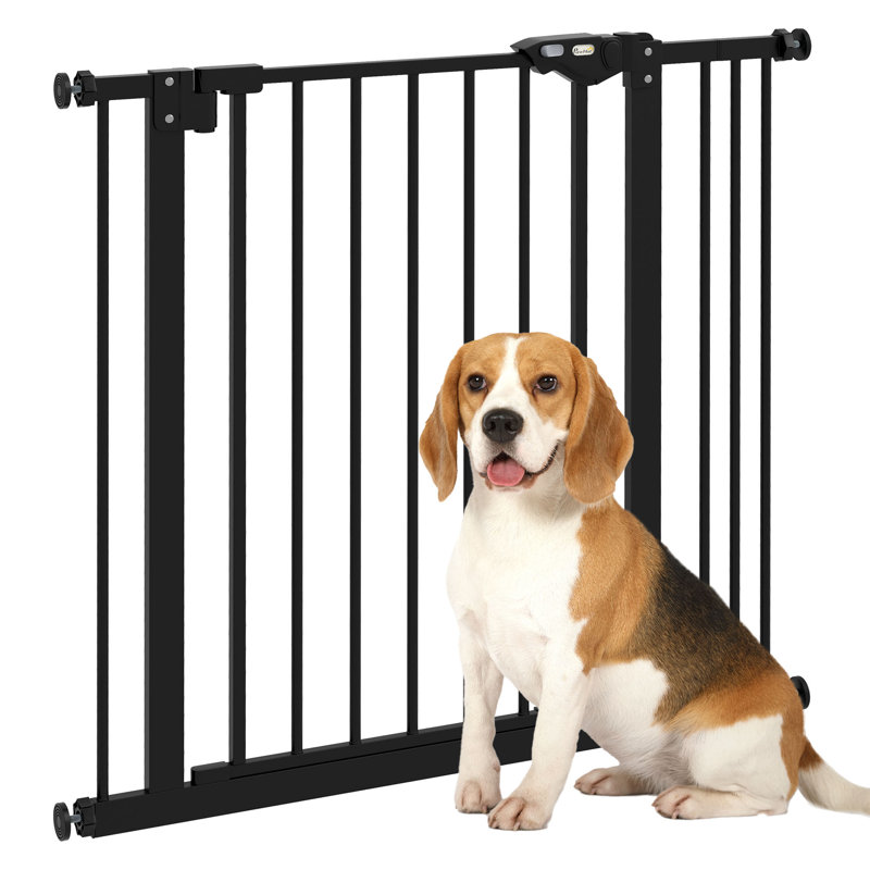 Pressure Mounted Pet Gate With Door, 74-87 cm, Black