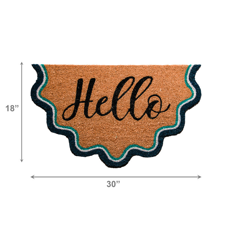 Wavy Shape Coir Door Mat Hello