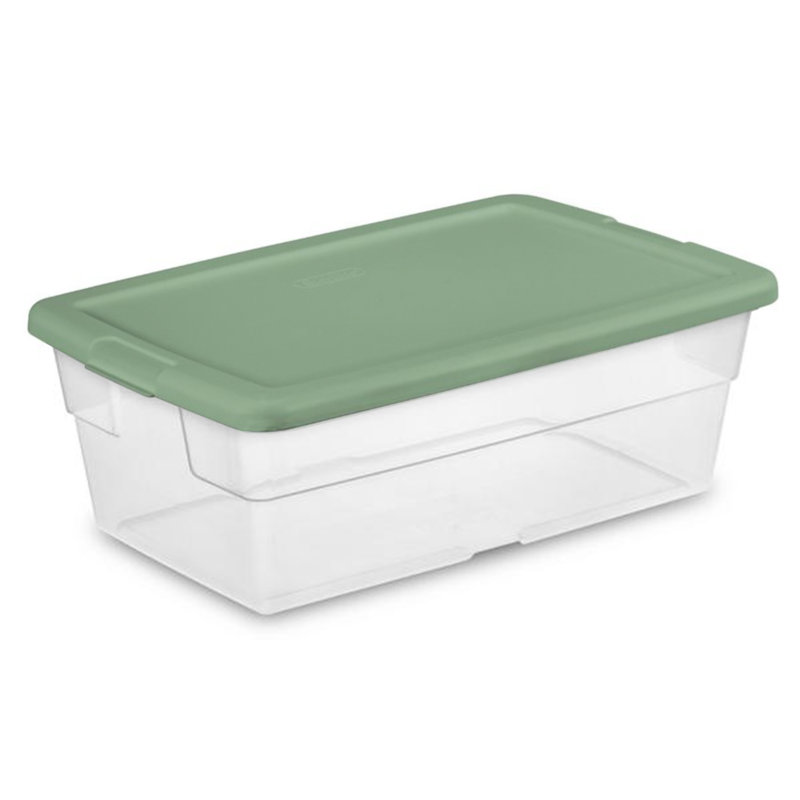 Sterilite Clear Stackable 6 Qt Storage Tote Box Container, Crisp Green ...
