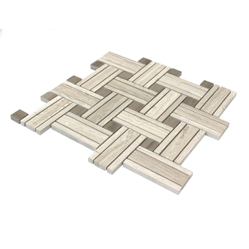 Straight Edge Marble Basketweave Mosaic Wall Tile