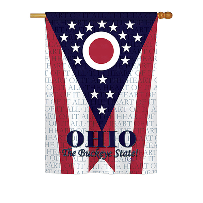Drapeau de maison en polyester à 2 côtés US State, H 40 po x l 28 po, Ohio