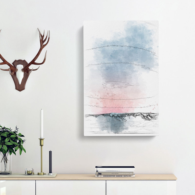 Sunset over the Mountains - Wrapped Canvas Drawing - Wrapped Canvas, 76cm H x 50cm W x 3cm D