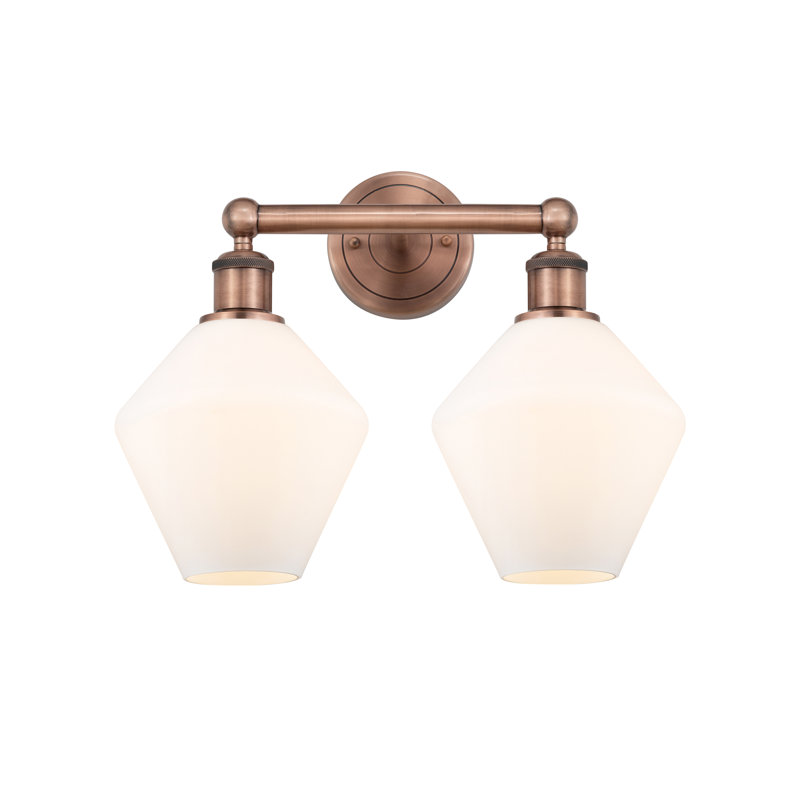 Éclairage pour meuble-lavabo à intensité variable 2 lumières Amylea, Boîtier blanc mat, Cuivre antique
