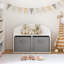 Boîte à jouets / banc pour enfants en bois avec tiroirs en tissu pliables, organisateur d'armoire de rangement pour jouets, blanc