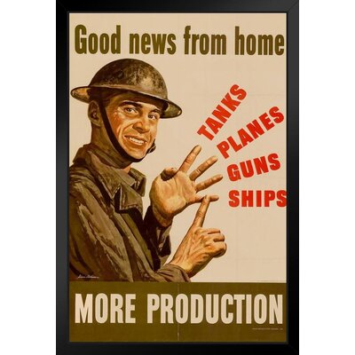 WPA War Propaganda Good News From Home More Production Tanks Planes Guns Ships WWII Black Wood Framed Poster 14X20 -  Trinx, 31FFD29A3FF14BE8A4AD940C10A271B9