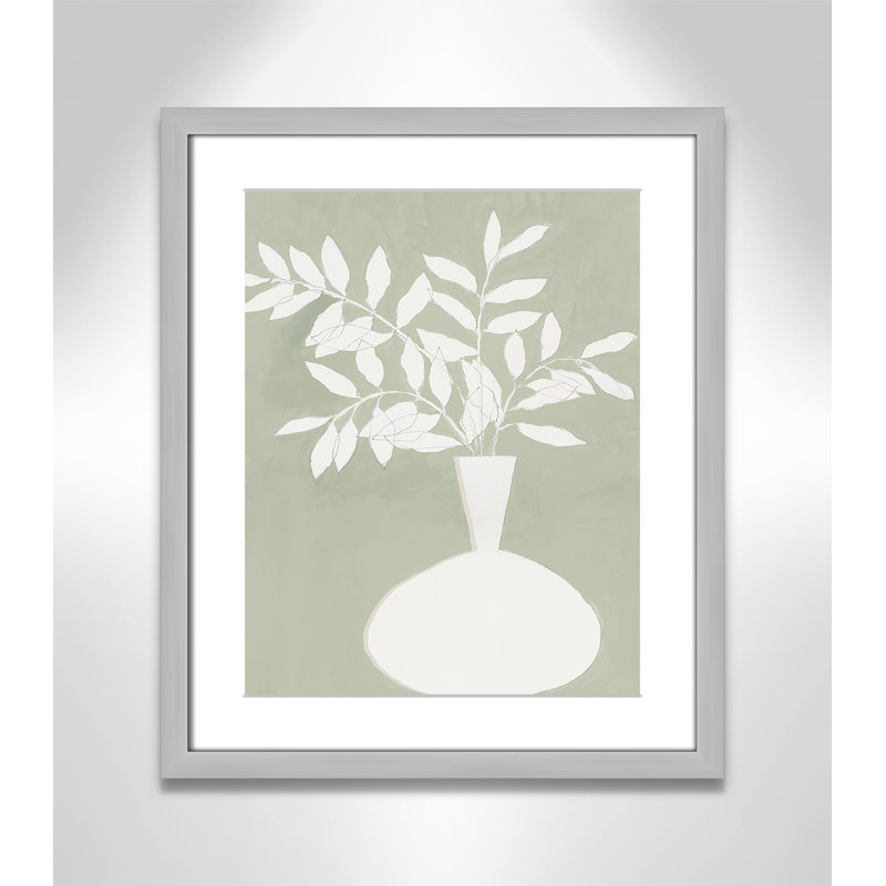 «Sage Vase II» par Aria K, L 16 po x H 19 po, Matted Print, Matte Silver