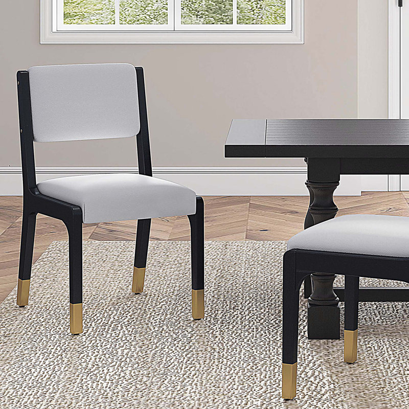 Chaises de salle à manger avec chaises rembourrées, pieds en bois massif et siège rembourré, ensemble de 2