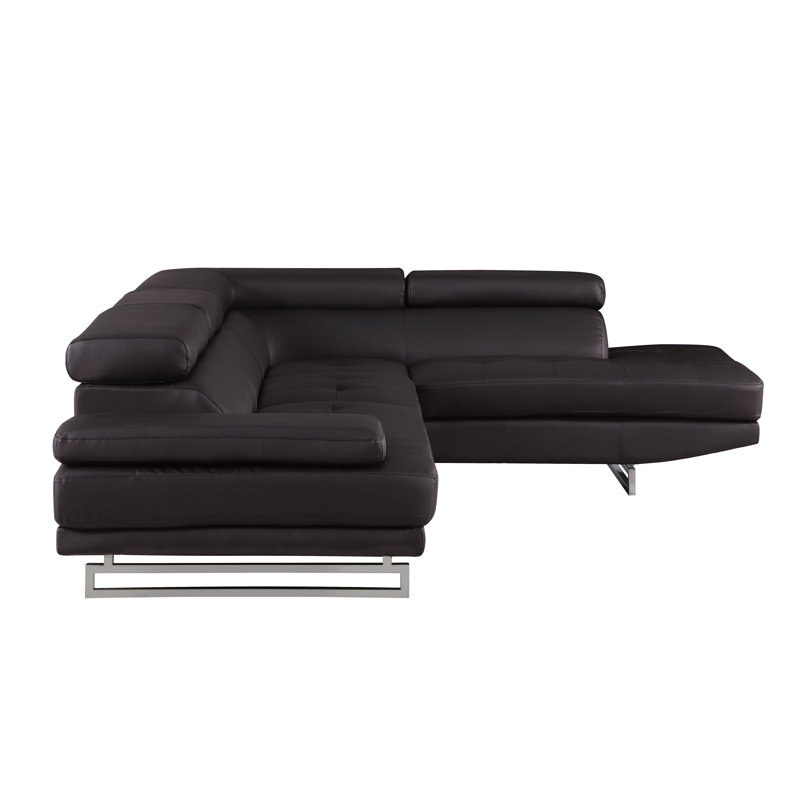 Armes Upholstered L-Shaped Sectional Left Hand Facing, Left Hand Facing, Black Faux Leather