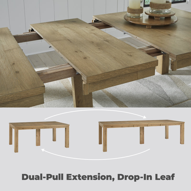 Rustic Oak Extendable Rectangular Dining Table for Ten