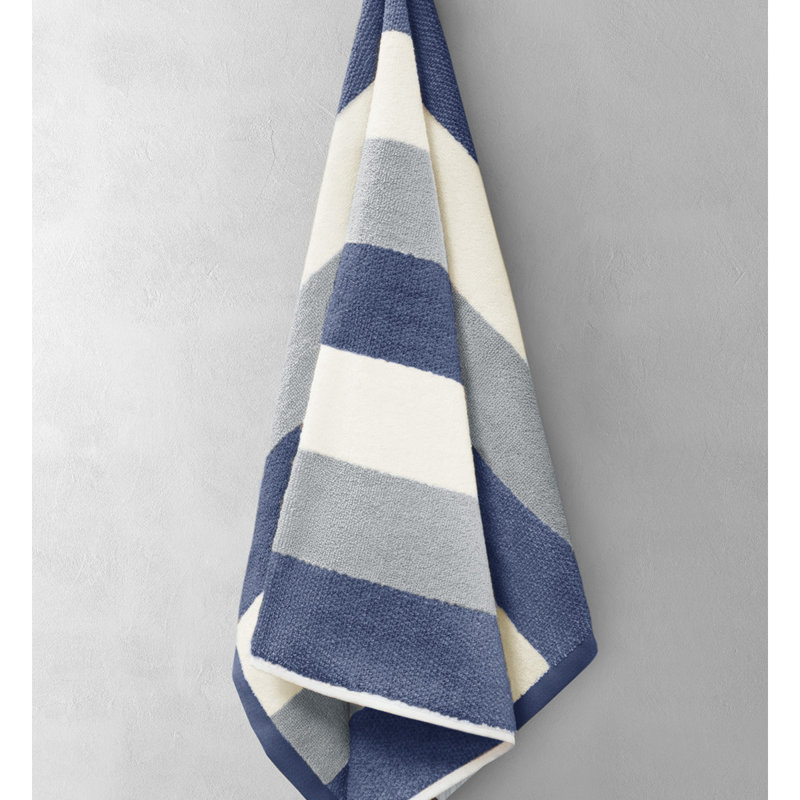100% Cotton Stripe Towels, Navy, Hand Towel - Single