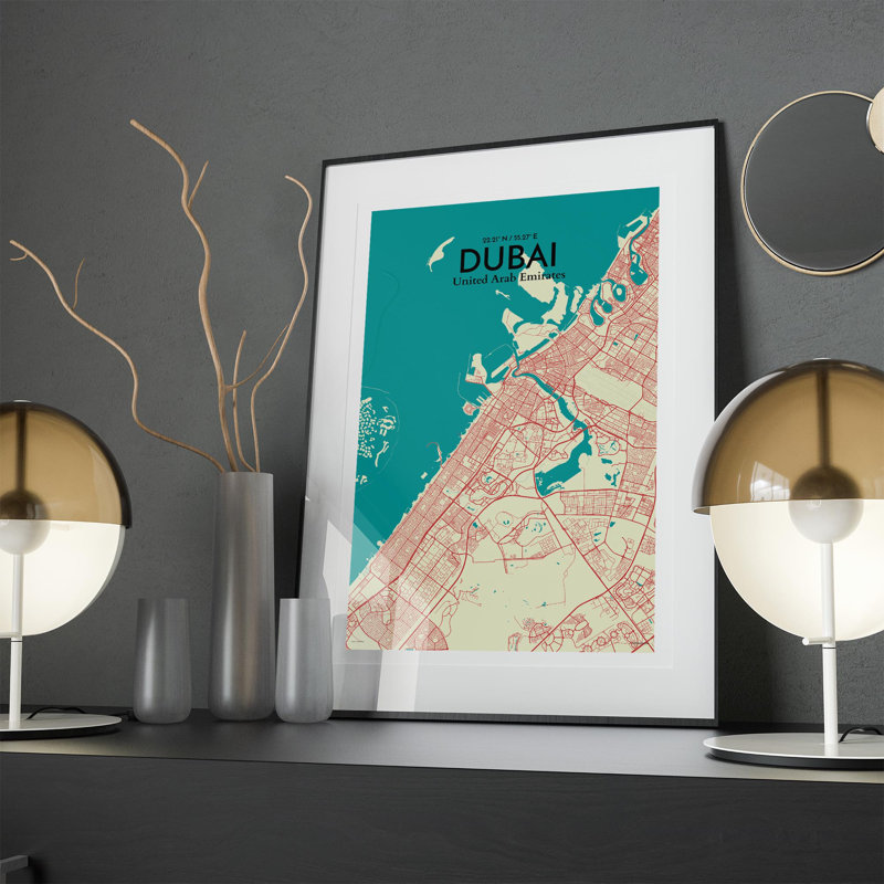 " Dubai City Map ", 17" H x 11" W