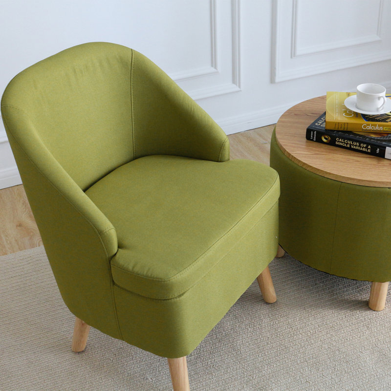 Fauteuil demi-tonneau de 22 po Emra, Mélange de lin vert