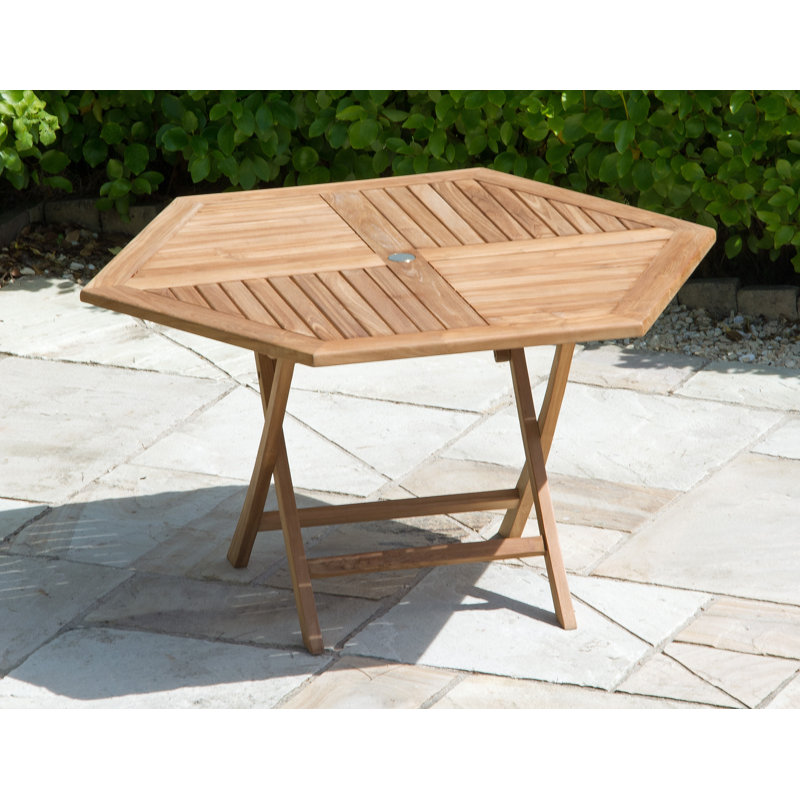 Costin Teak Folding Outdoor Dining Table With Umbrella Hole , 180cm cm W 100cm cm D