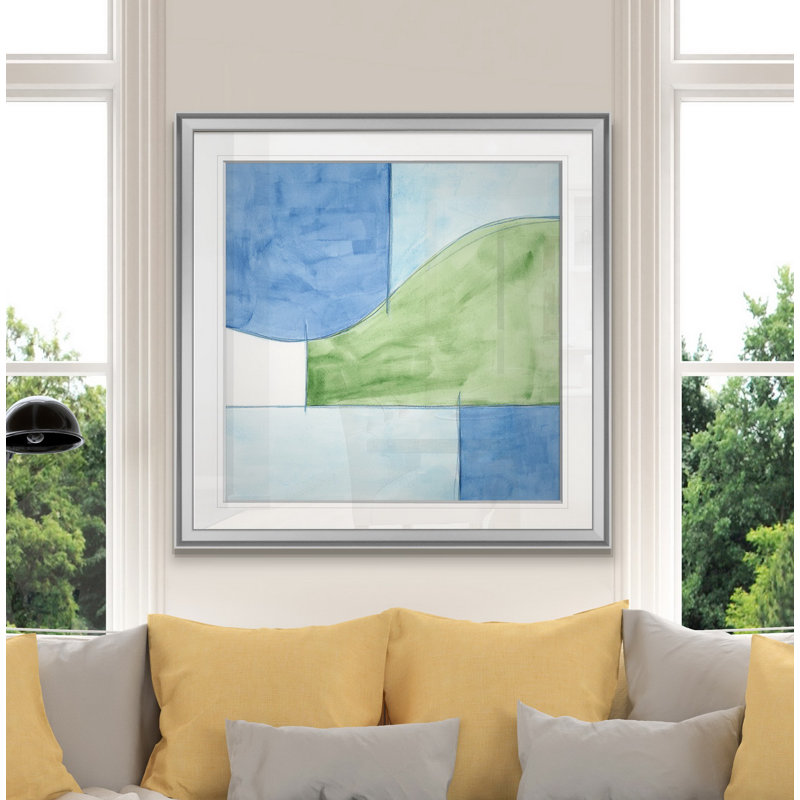 " Patch IV ", 28" H x 28" W x 1.5" D, Silver Framed
