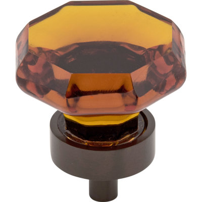 Black Octagon Crystal 1 3/8" Diameter Round Knob