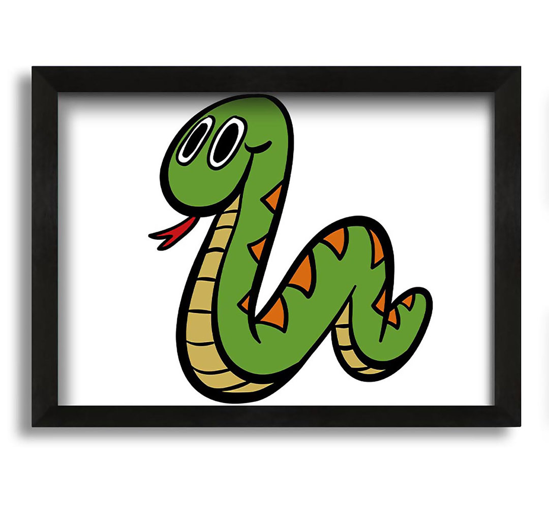 Gerahmtes Leinwandbild Cartoon Snake in Flieder