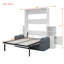 Grand lit escamotable mural avec canapé et armoires de rangement, lit mural peu encombrant pour bureau à domicile et chambre d'amis, blanc et gris-1958618828