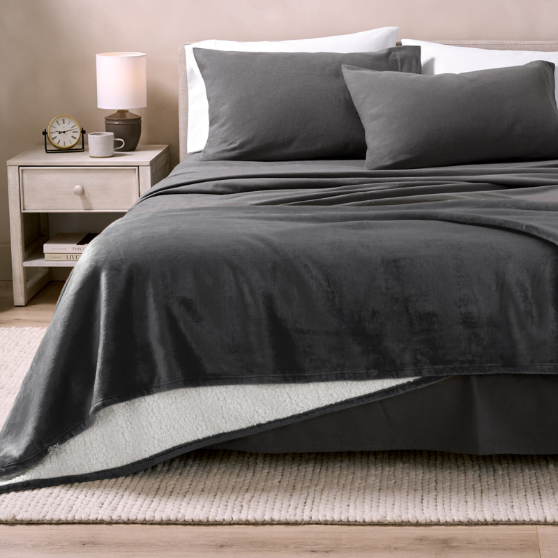 Sherpa Sherpa Fleece Blanket, Full/Queen, Forged Iron Grey