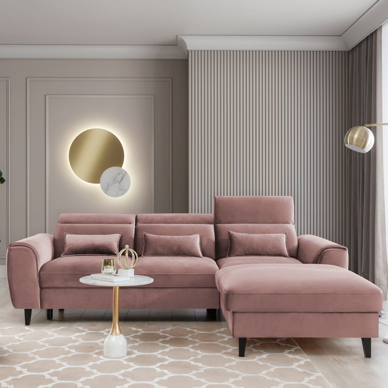 Canapé-lit modulaire avec rangement Foble - Rosé, Rosé, Orienté vers le côté droit