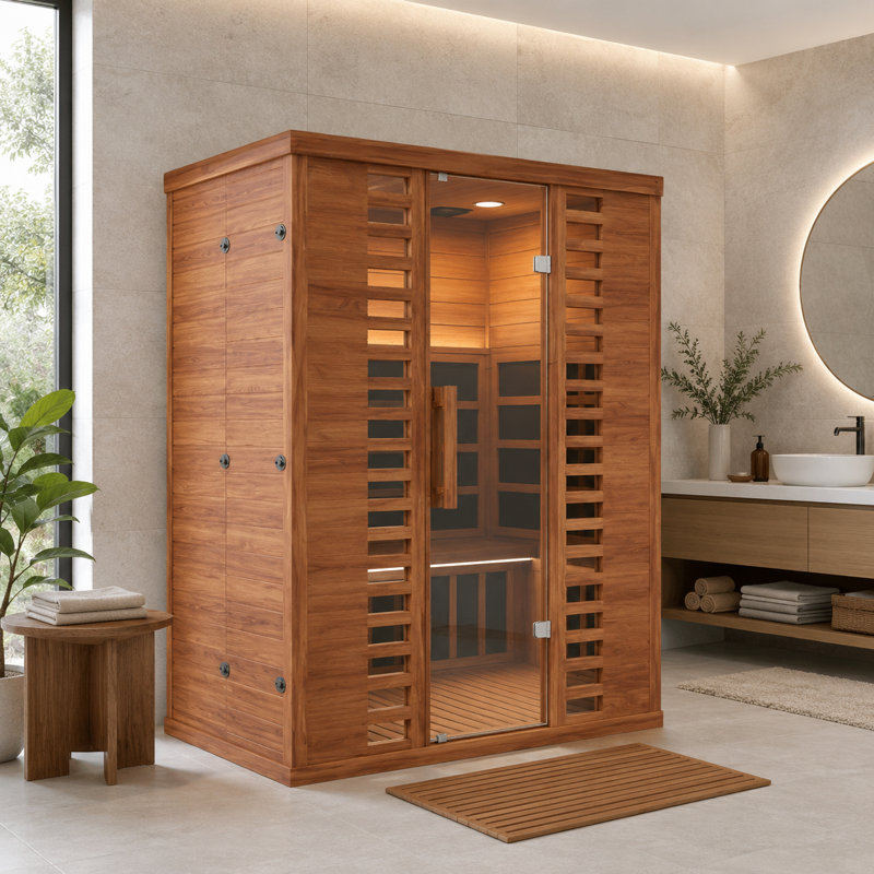 EASYHAWK 3-Person Far Infrared Indoor Sauna with WiFi & Bluetooth Control, Tempered Glass Door, and Spacious Home Sauna Cabin