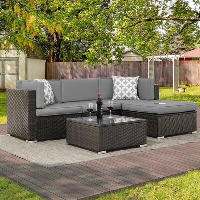 Modelle Patio Furniture Set, 5-Piece PE Rattan Wicker Outdoor Sectional Furniture Sets For Patio, Deck And Yard -  Latitude RunÂ®, 3DF5CCDF014748668C16953A32FD47A1