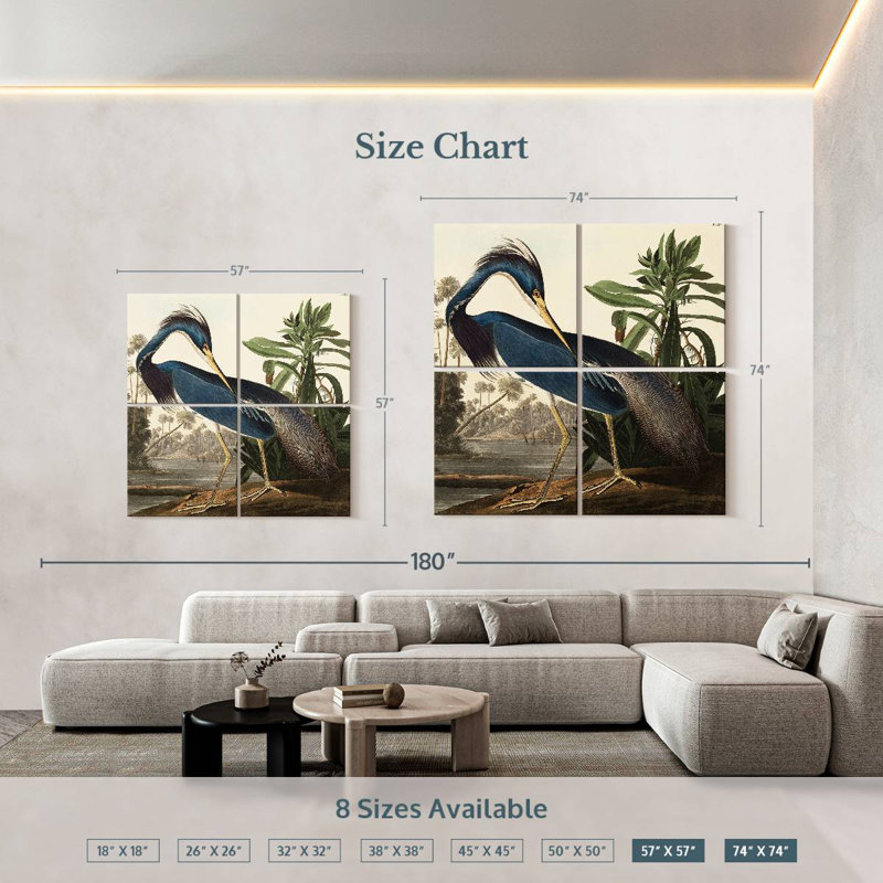 Brampt Louisiana Heron, 74" H x 74" W