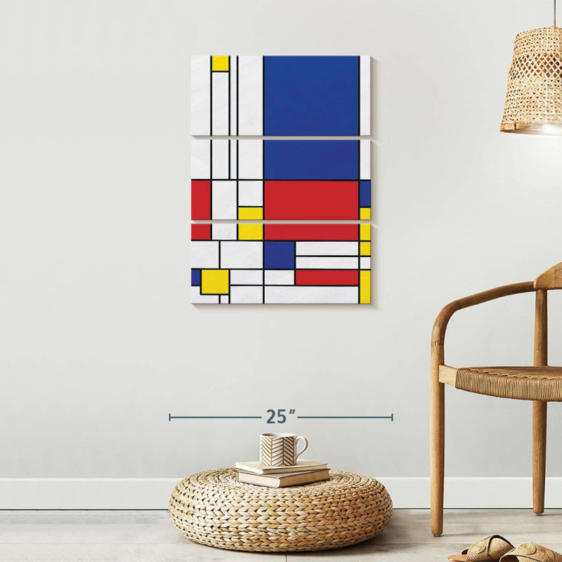 Impression géométrique sur toile géométrique Mondrian II, H 32 po x l 20 po x P 1,25 po
