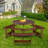6-Person Circular Outdoor Wooden Picnic Table For Patio, Backyard, Garden, DIY W/ 3 Built-In Benches, 1720Lb Capacity -734989461