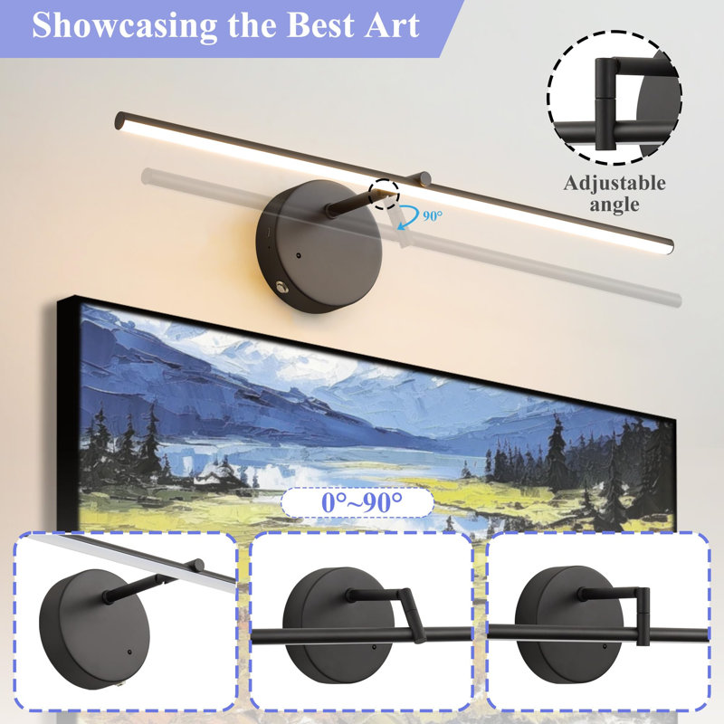 Battery Powered LED Wall Mount Picture Light, Matte Black