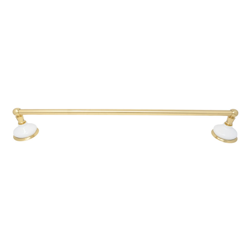 Porte-serviettes mural en porcelaine de style rétro en laiton massif et supports par Strom Living, Laiton ultra enduit