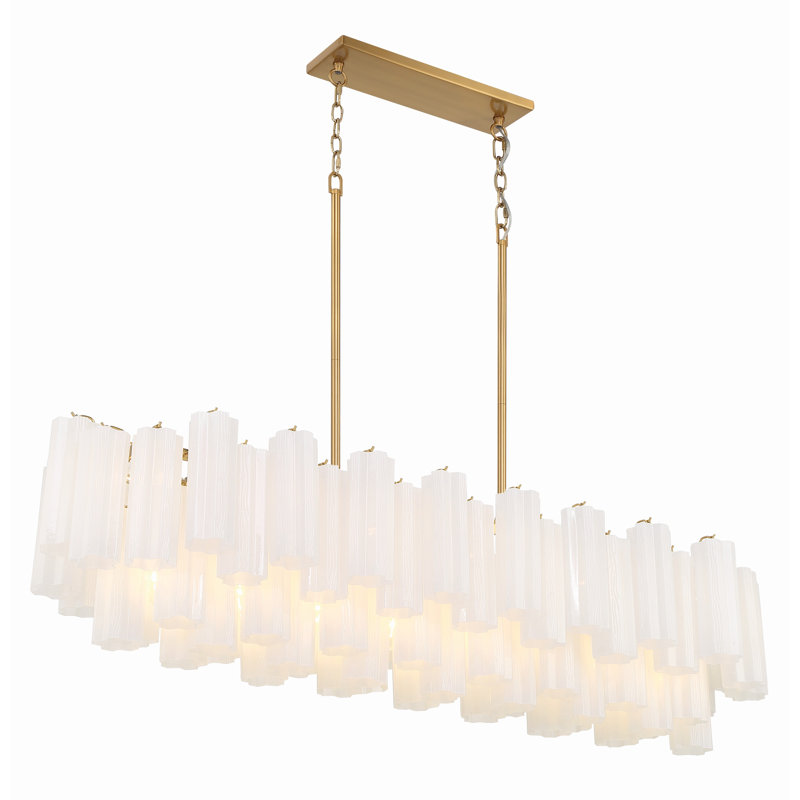 Lustre linéaire à intensité variable à 14 lumières Quinzio, Laiton vieilli