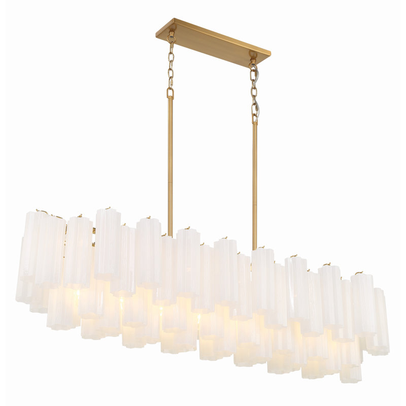 Quinzio 14 - Light Dimmable Linear Chandelier, Aged Brass