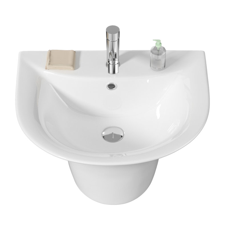 21" W x 17.5" D Wall Mounted Bathroom Sink U-Shape Vitreous China with 1 Faucet Hole and Overflow