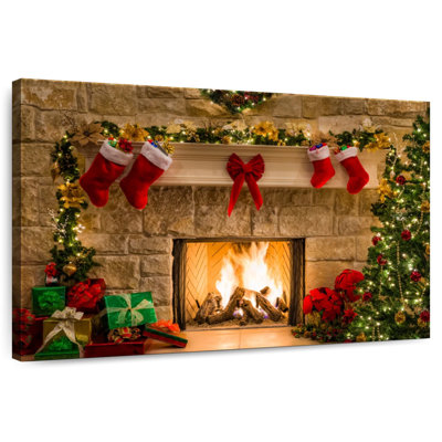 Decorated Christmas Fireplace