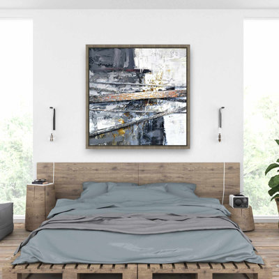 Peinture texturée avec éclaboussures | Art sur toile formes blanches