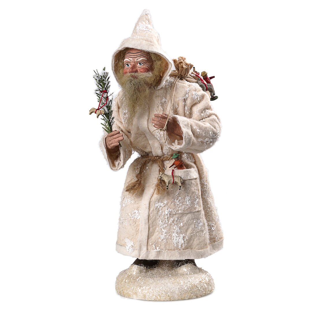 Figur Weihnachtsmann mit Mantel, Sack und Spielzeug