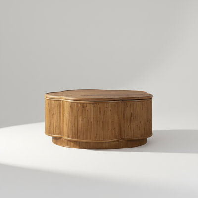 Flower-Shaped Rattan Coffee Table with Lift-Off Lid Hidden Storage, Boho-Chic Decorative Living Room Accent Table Suitable for Boho, Coastal and Modern Home Aesthetics