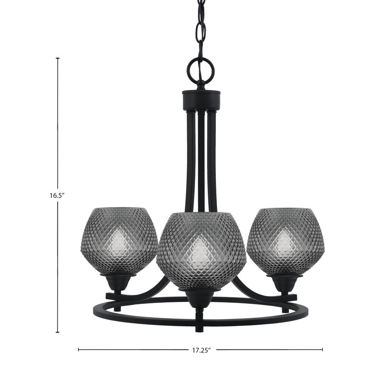 Lustre 3 lumières en aluminium noir mat 6 po Allexus, Noir mat, Noir
