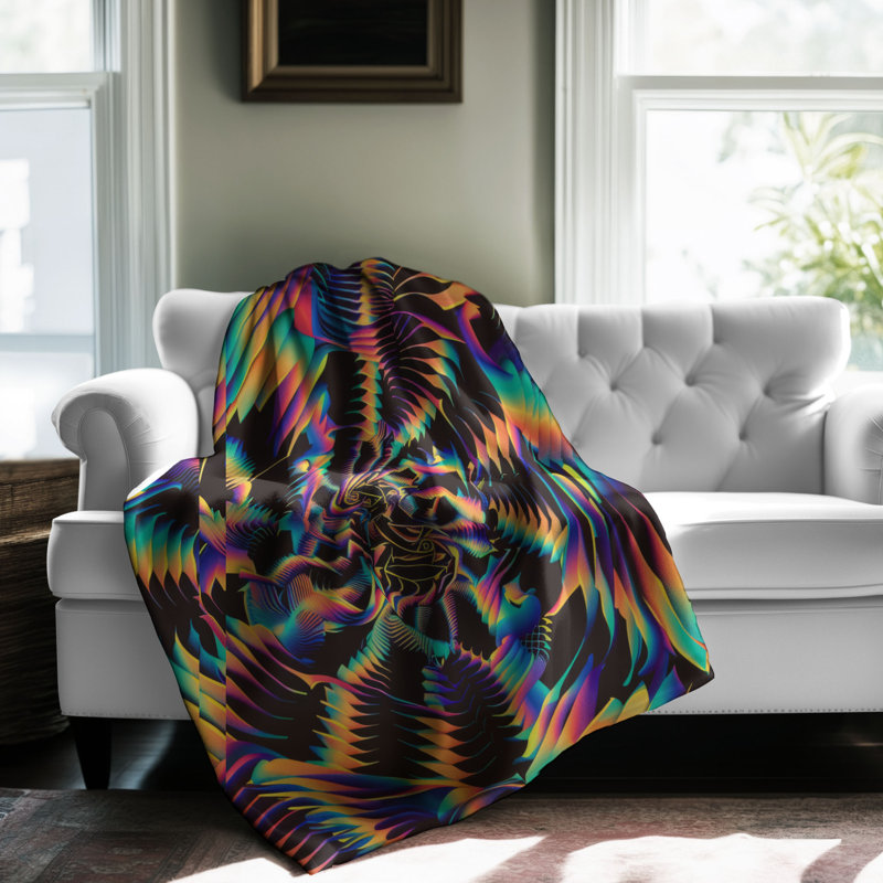 Couverture psychédélique 1 pièce - Sherpa Premium, L 60 po x l 50 po