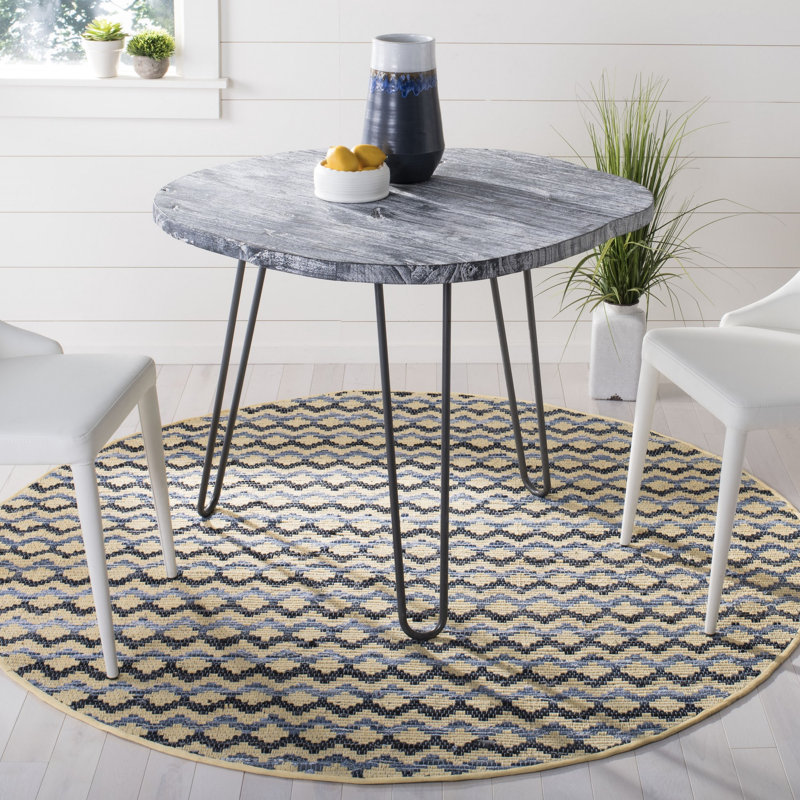 Annia Hand Woven Cotton Geometric Rug, Round 4'