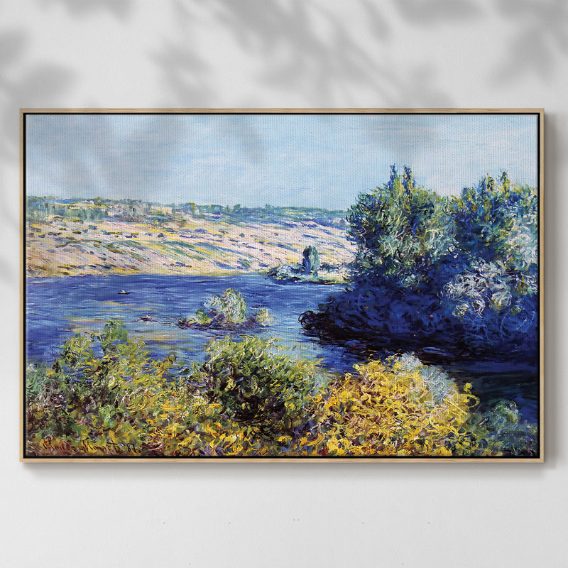 La seine à Vetheuil, 1881, reproduction d'art sur toile, H 25 po x l 37 po x P 2 po, Bois naturel