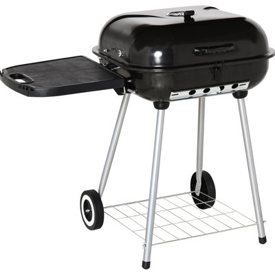 Barbecue au charbon 21 "avec roulettes et tablette inférieure - Grilles d'aération réglables pour barbecue pour barbecue