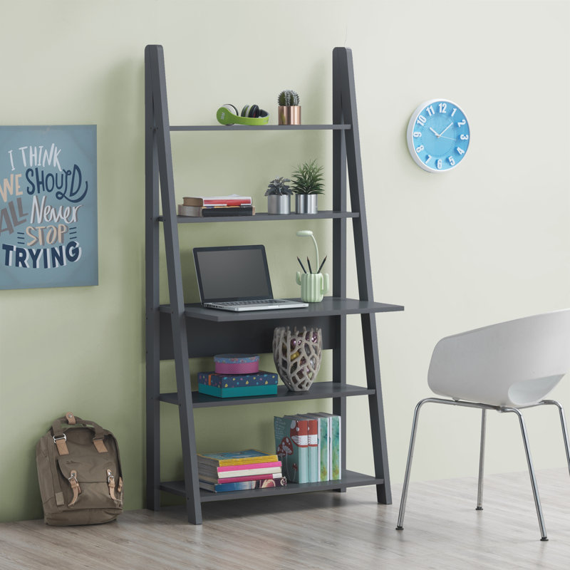 LPD Home 175.5cm H x 64cm W Ladder Bookcase, Dark Grey, 84.2 cm x 17.5.4 cm x 36.7 cm