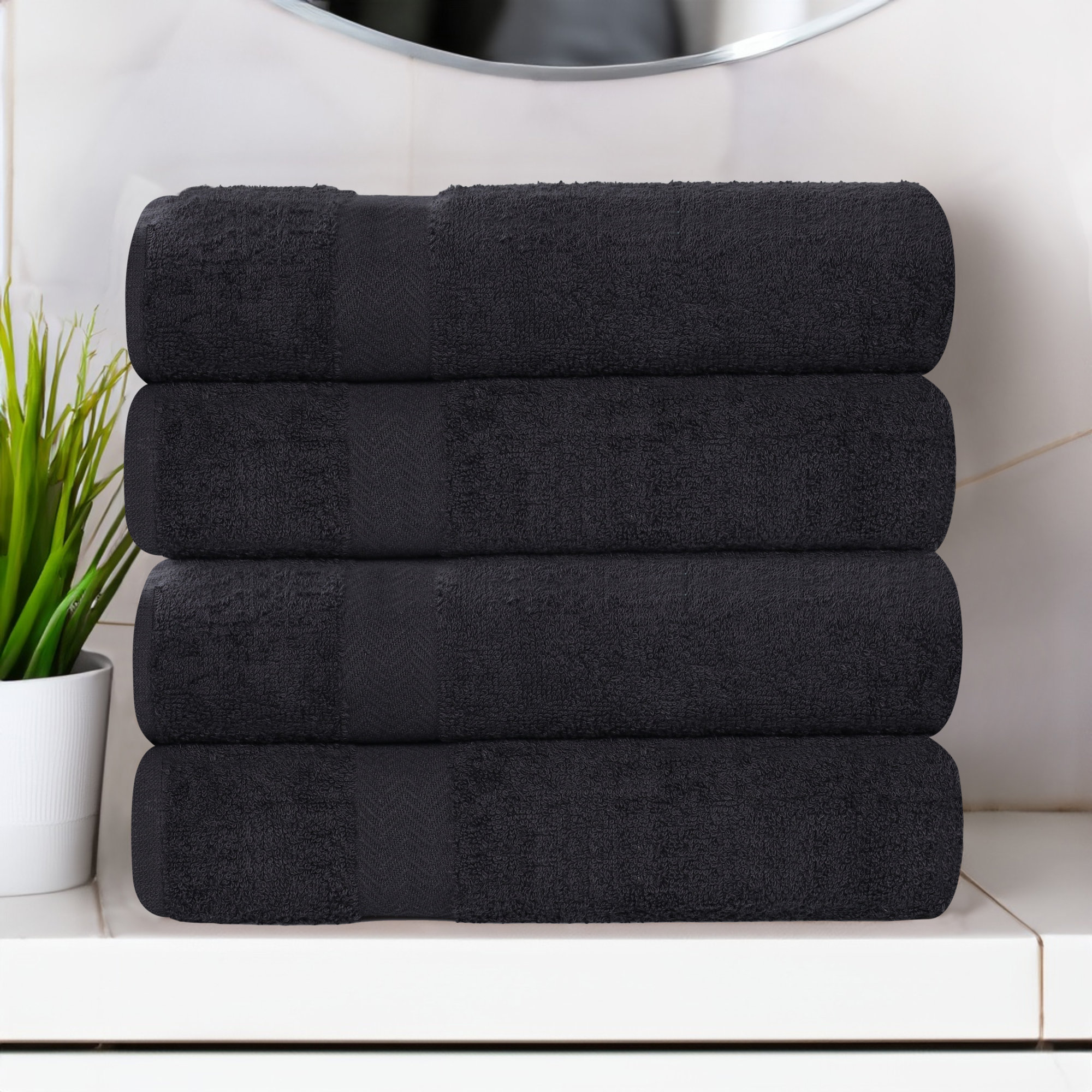 Franklin Cotton Lightweight Quick-Drying Bath Towel, Black