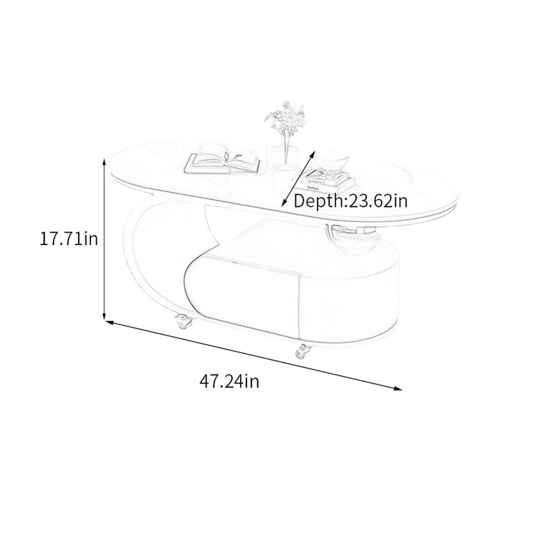 Clute, Blanc / Gris, Blanc/Noir, H 17,71 po x L 47,24 po x l 23,62 po