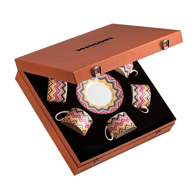 Missoni Tea Cup & Saucer Marrakech Luxury Box Set 2 Pcs. Diam. 3.3", H 2.3", Cap. 7.5 Oz, Saucer Dim. 6", 6