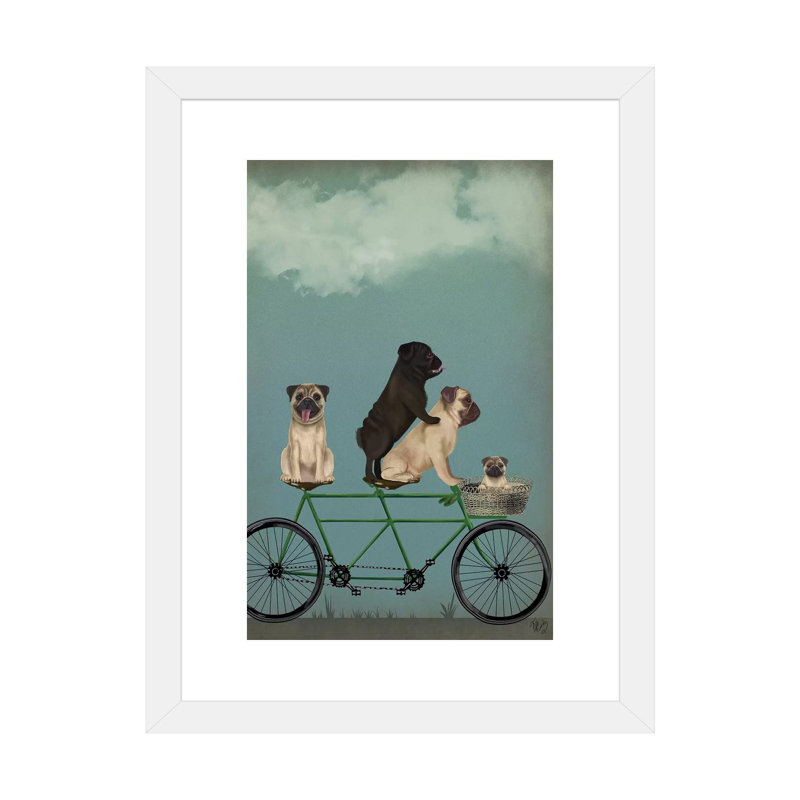 «Pug Tandem» - Imprimé, Papier blanc, H 32 po x l 24 po x P 1 po