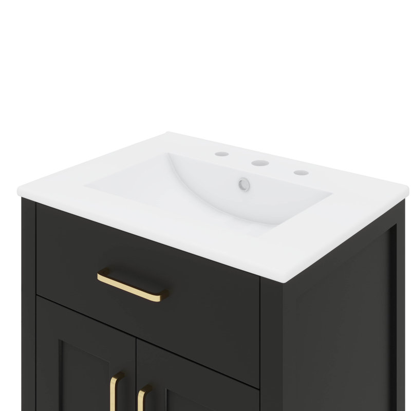 Évier à lessive 24 po avec armoire intégrée, Noir